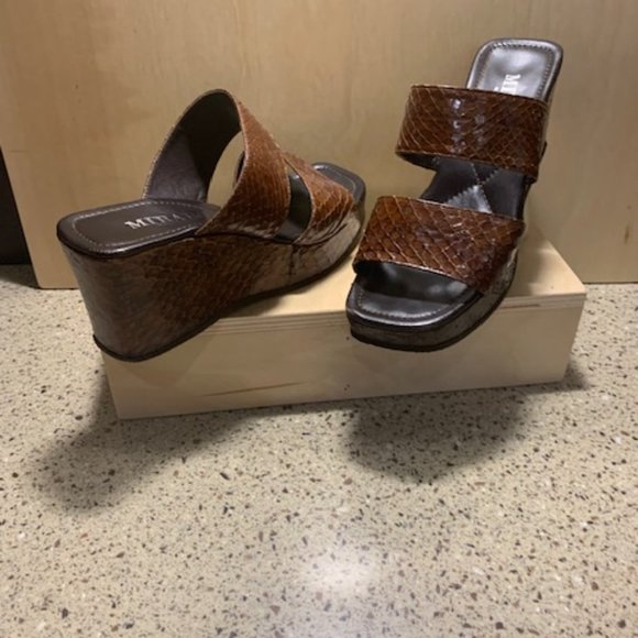 Wedge Sandal Leather Mirabo Made in Italy Size 6 - Picture 4 of 8